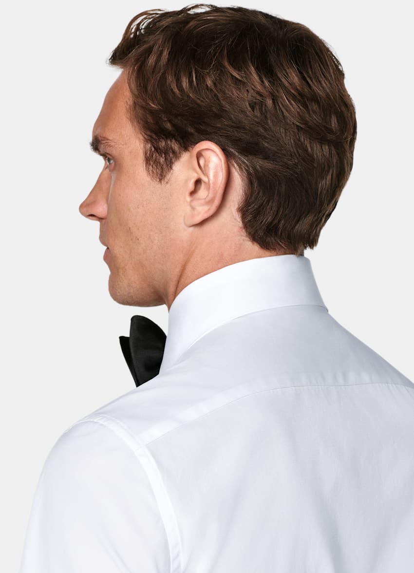 White Twill Tailored Fit Tuxedo Shirt