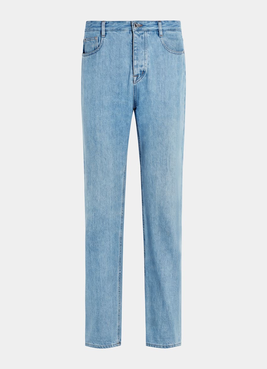 Light Blue Straight Leg Jeans