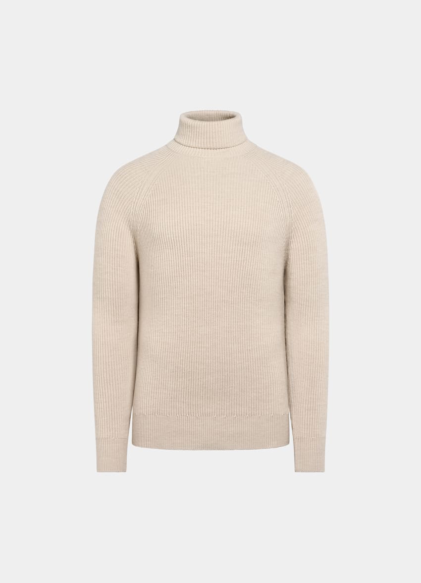 Off-White Merino Ribbed Turtleneck