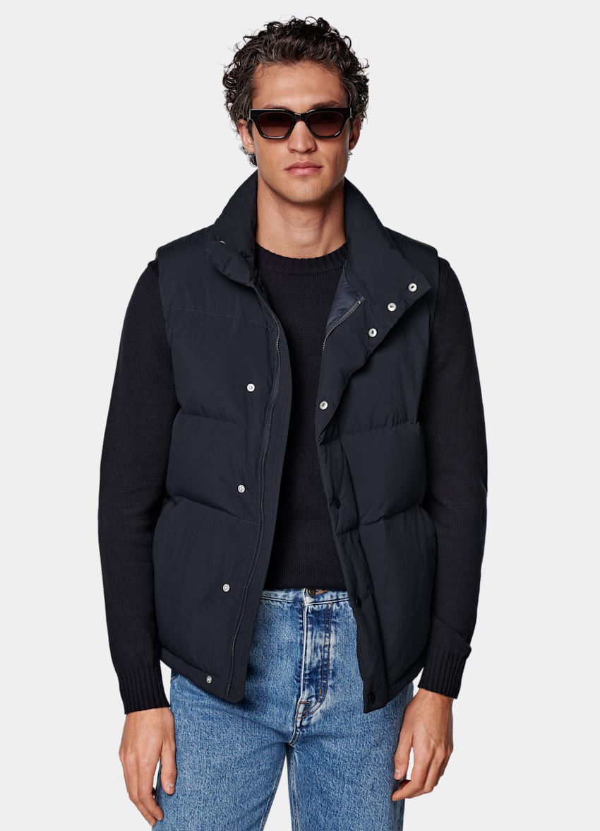 Navy Padded Zip Vest