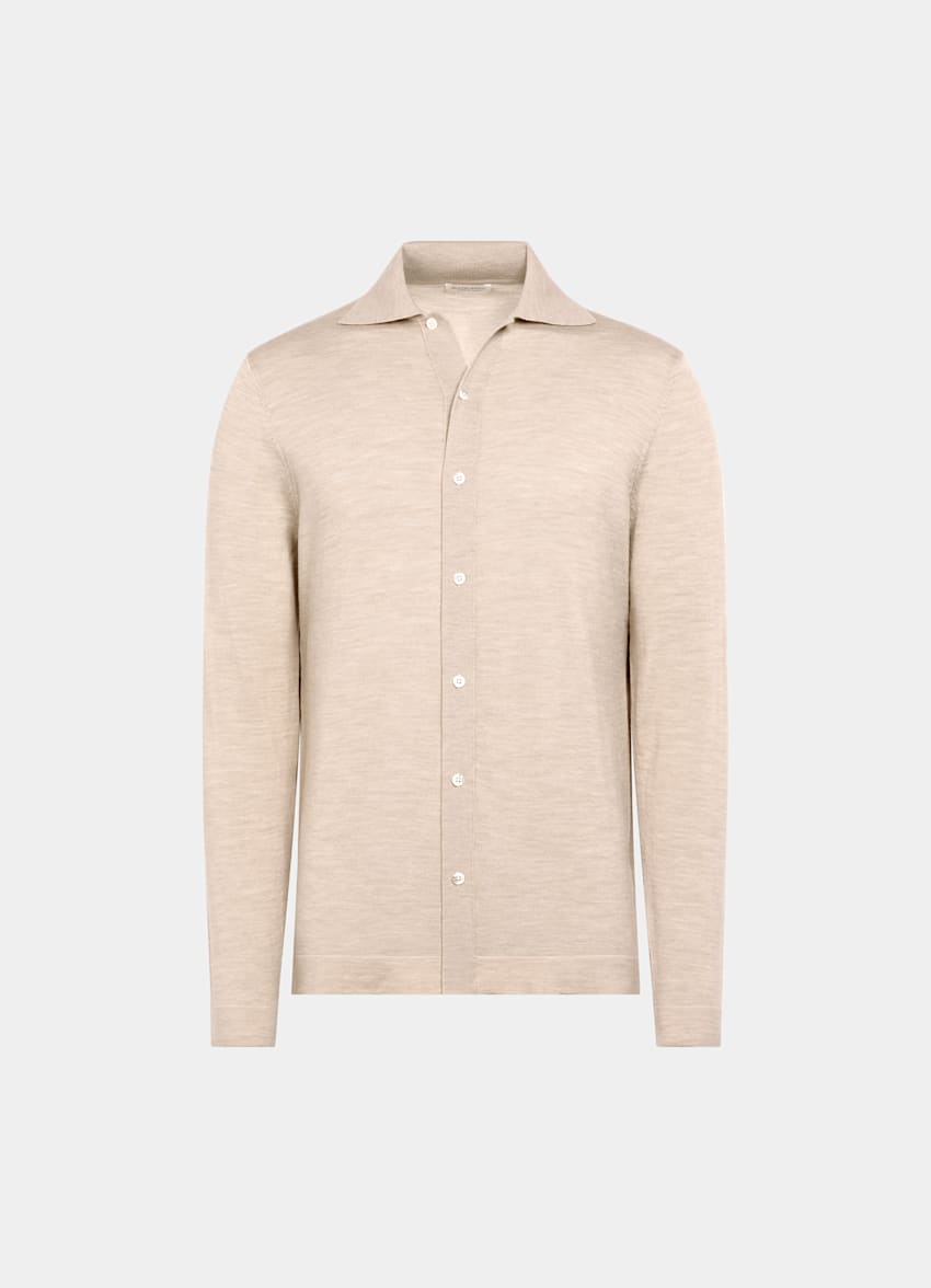 Navy Merino Long Sleeve Polo Cardigan