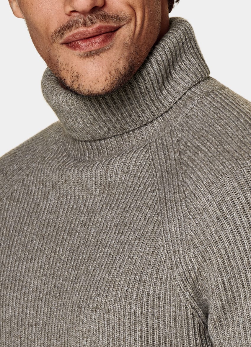 Taupe Ribbed Turtleneck