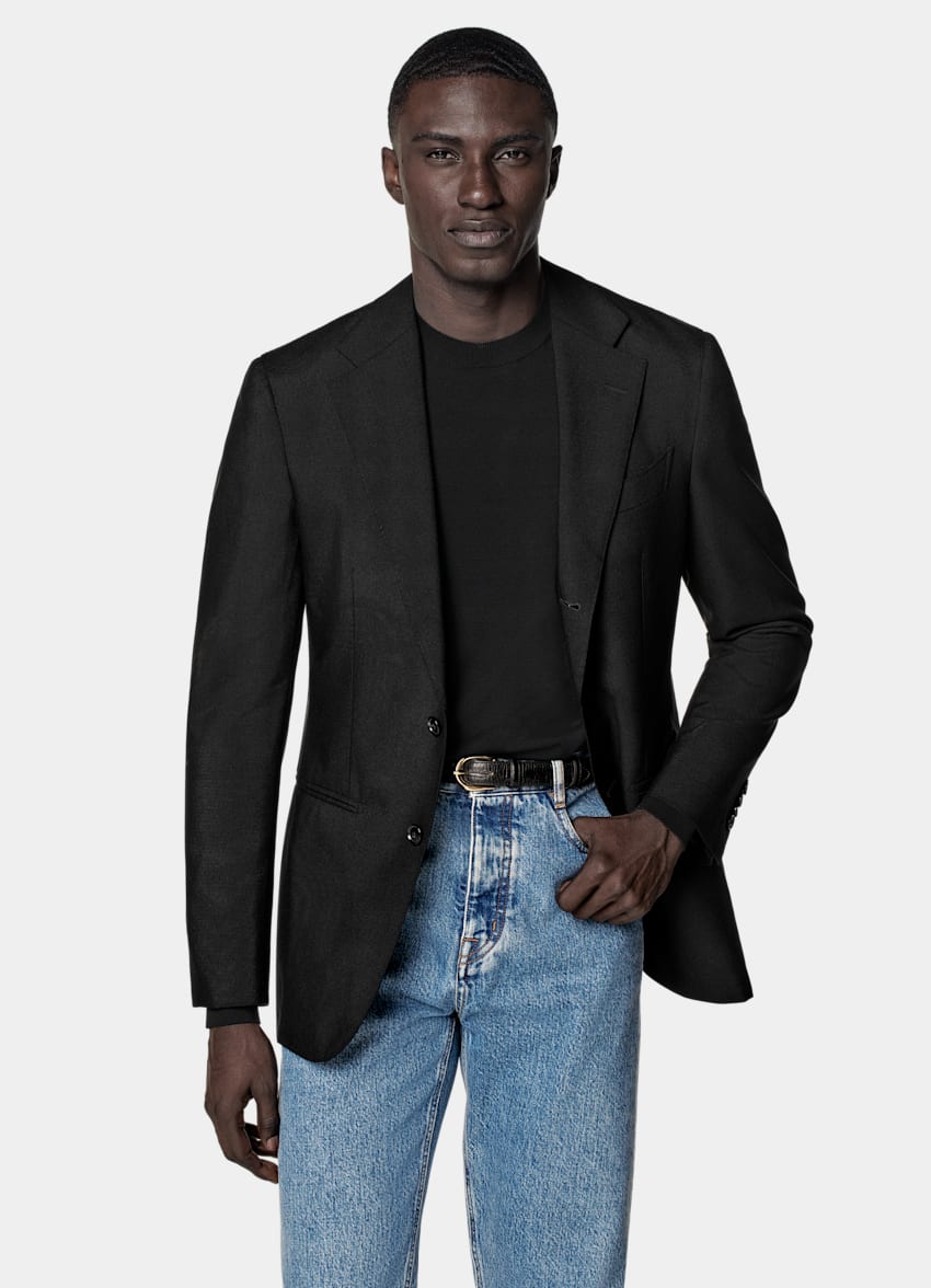 Black Tailored Fit Havana Suit Jacket