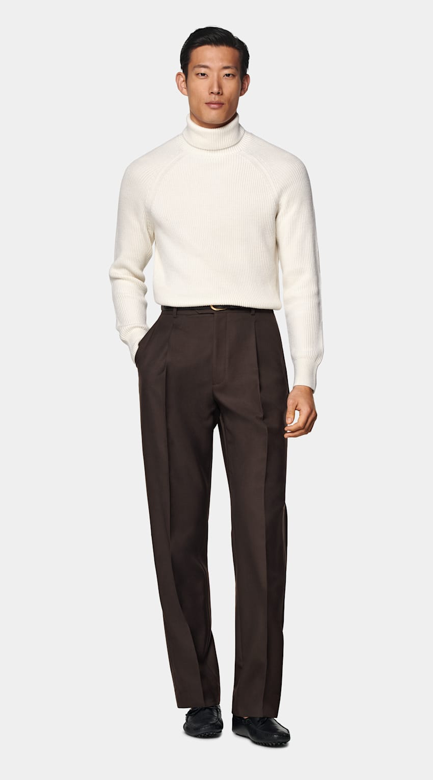 Off-White Merino Ribbed Turtleneck