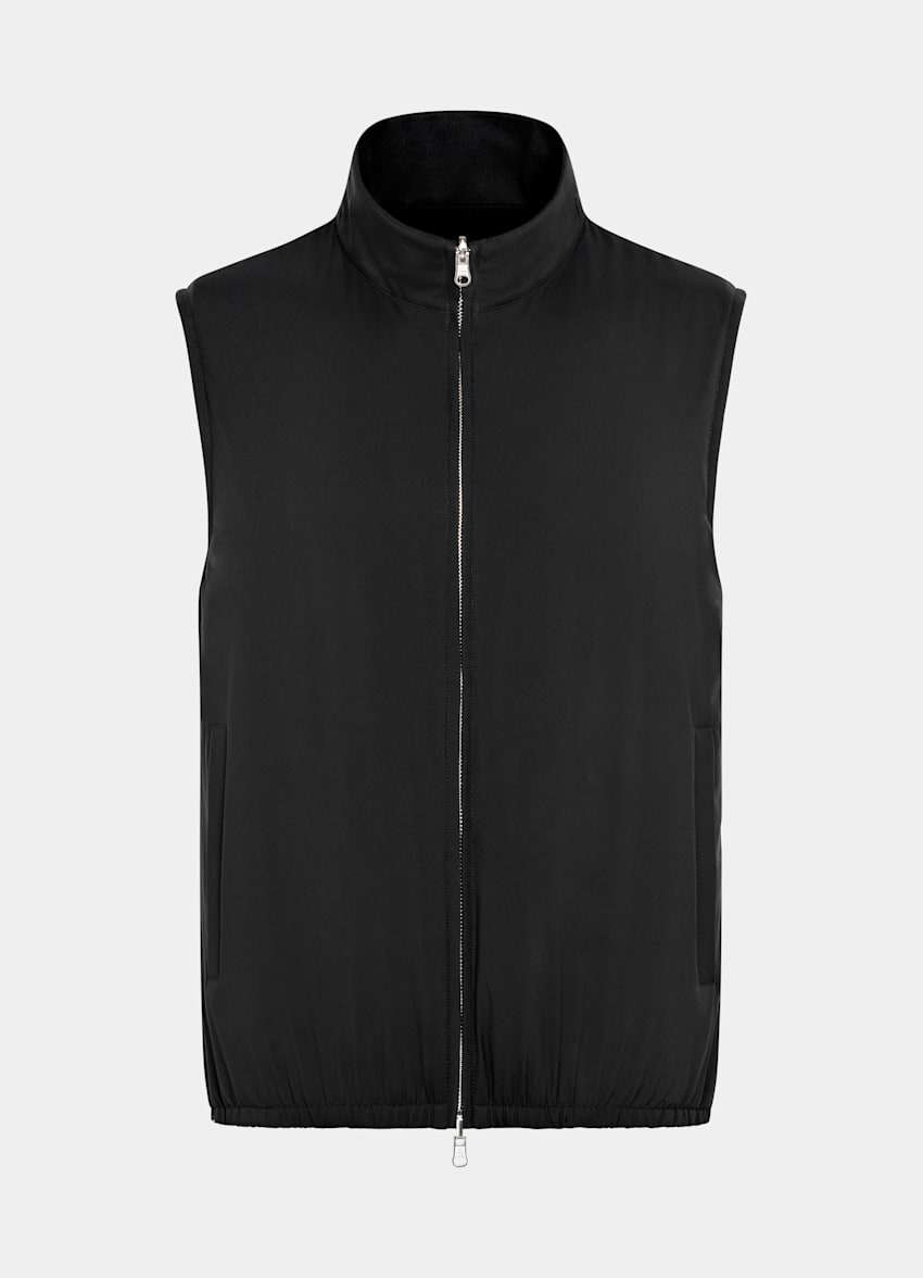 Black Reversible Light Padded Zip Vest