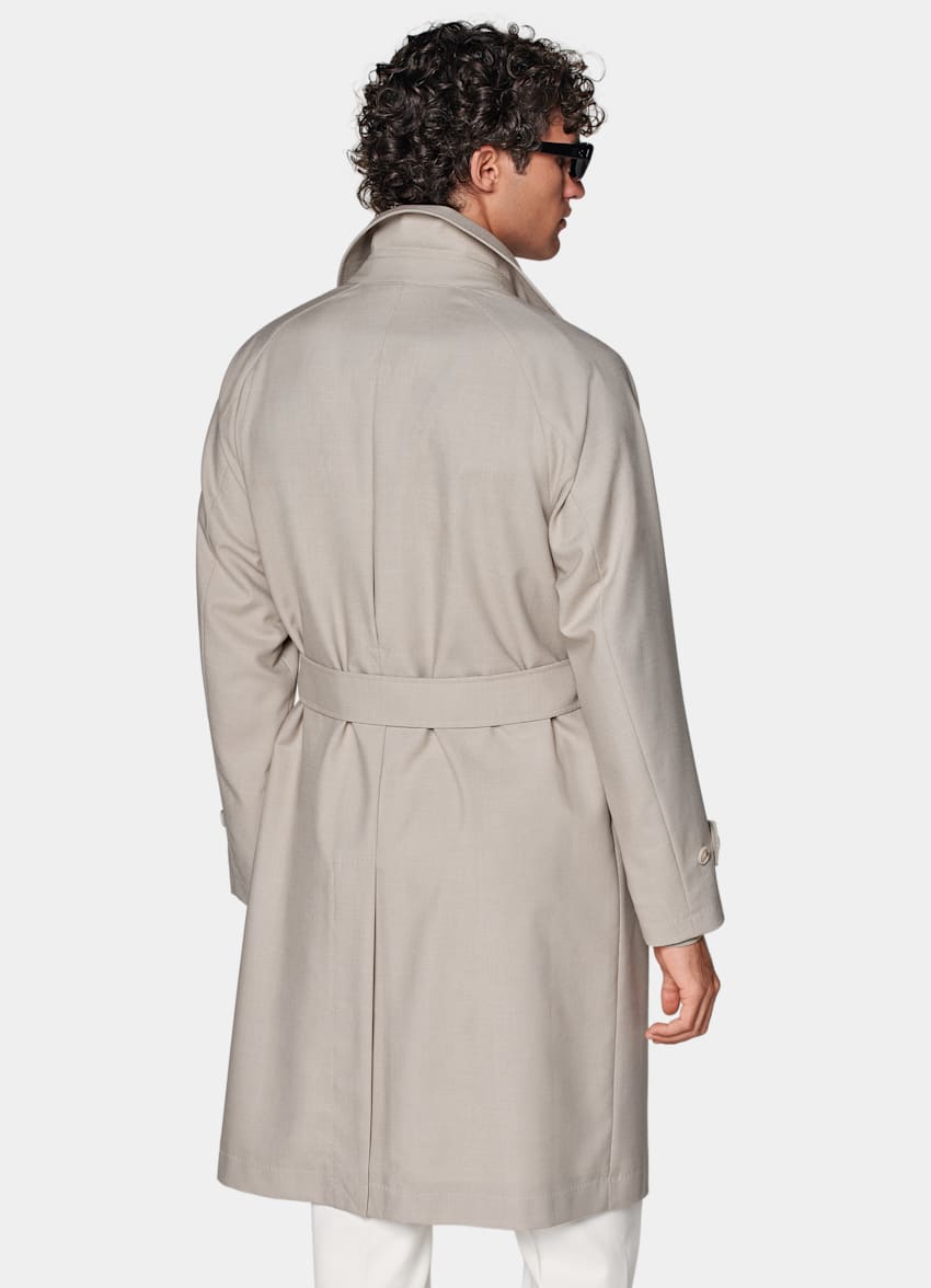 Light Taupe Belted Overcoat