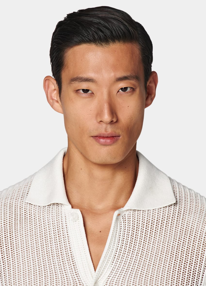 Off-White Crochet Polo Cardigan