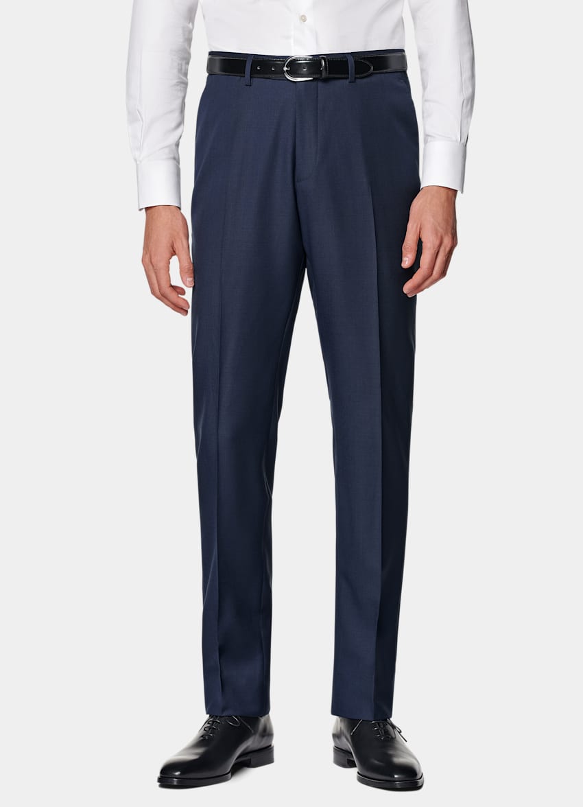 Mid Blue Checked Custom Made Suit