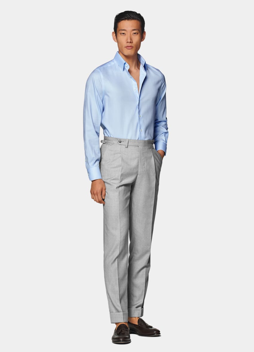 Light Blue Royal Oxford Slim Fit Shirt