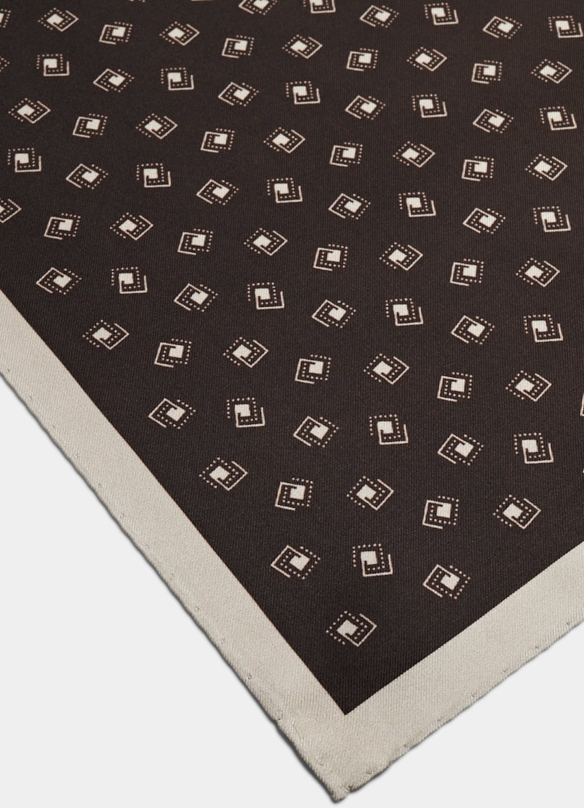 Dark Brown Graphic Pocket Square