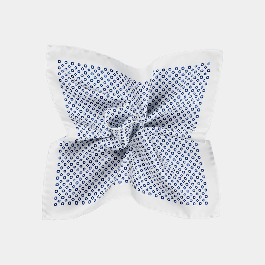 White Flower Pocket Square
