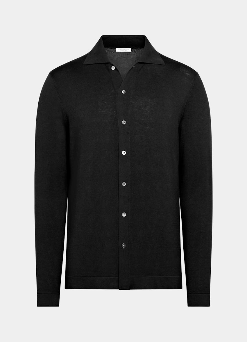 Black Long Sleeve Polo Cardigan