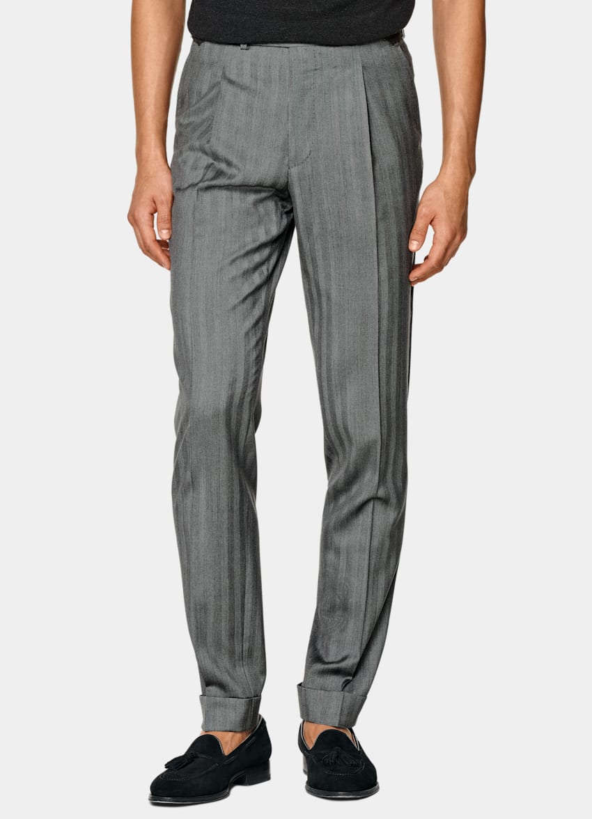 Mid Grey Herringbone Perennial Tailored Fit Havana Suit