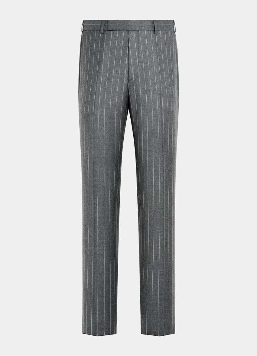 Mid Grey Striped Tailored Fit Milano Suit