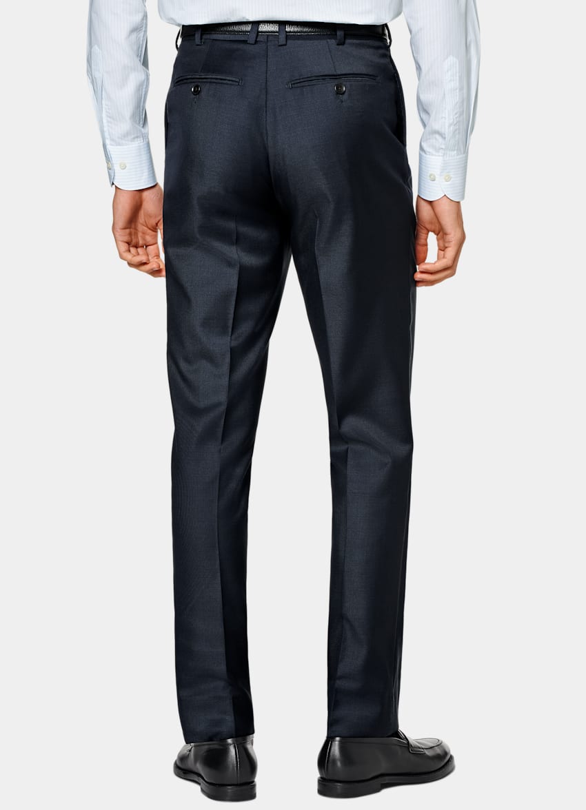 Navy Slim Leg Straight Suit Pants