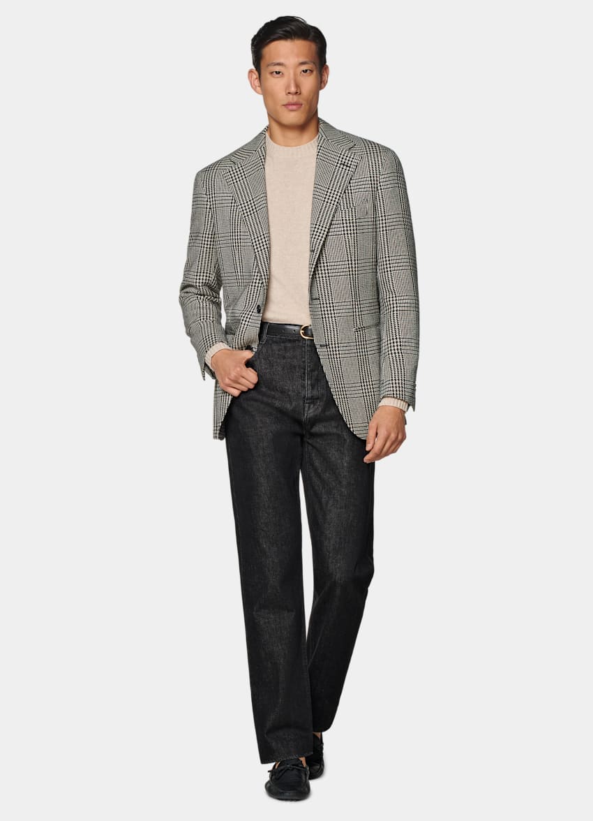 Black Checked Relaxed Fit Roma Blazer
