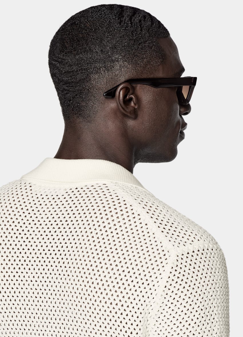 Off-White Crochet Buttonless Polo