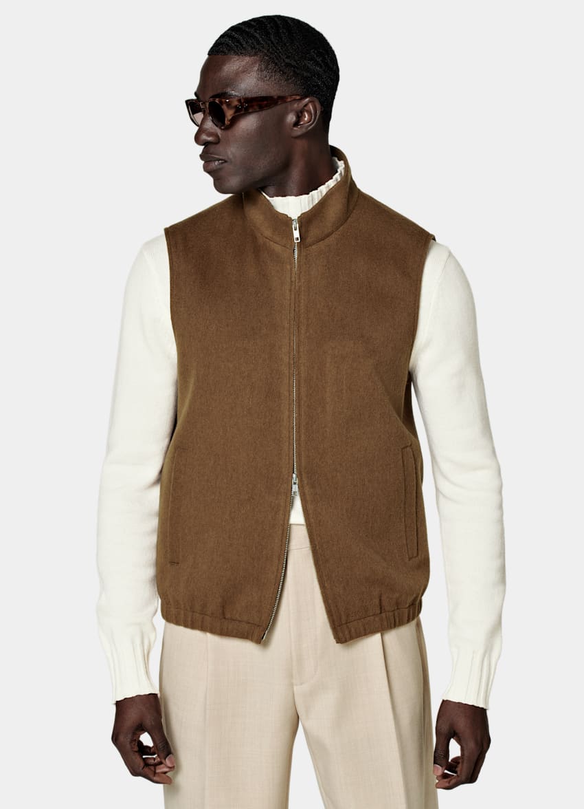 Mid Brown Zip Vest