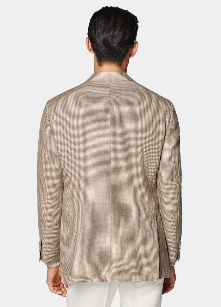 Mid Brown Houndstooth Relaxed Fit Roma Blazer