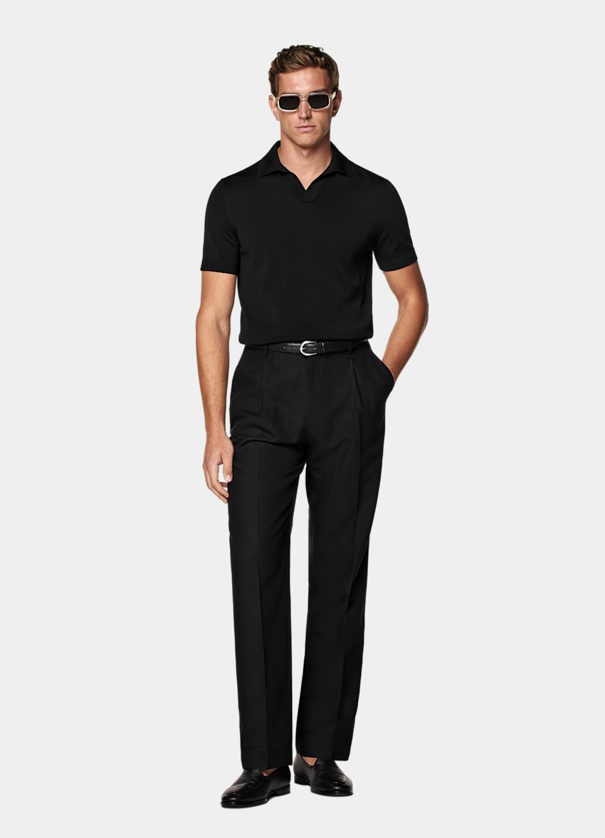 Black Buttonless Polo