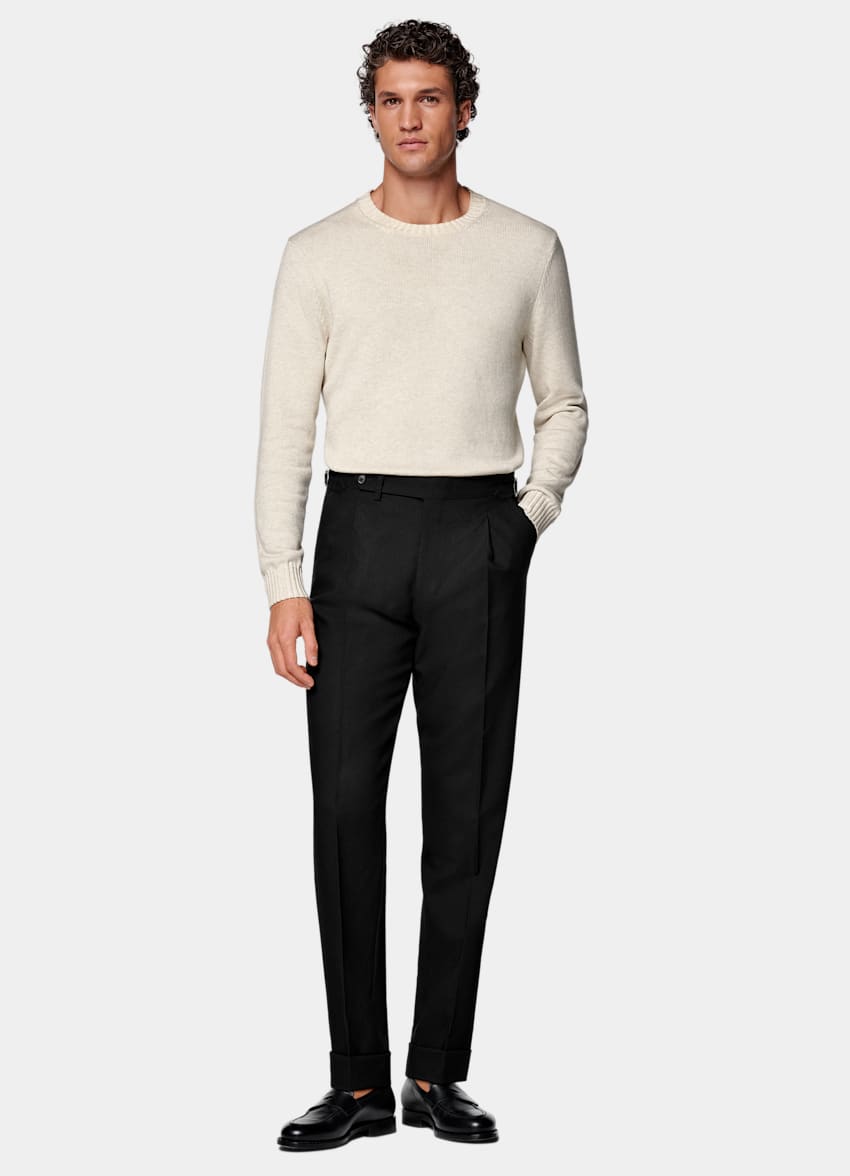Black Slim Leg Tapered Pants
