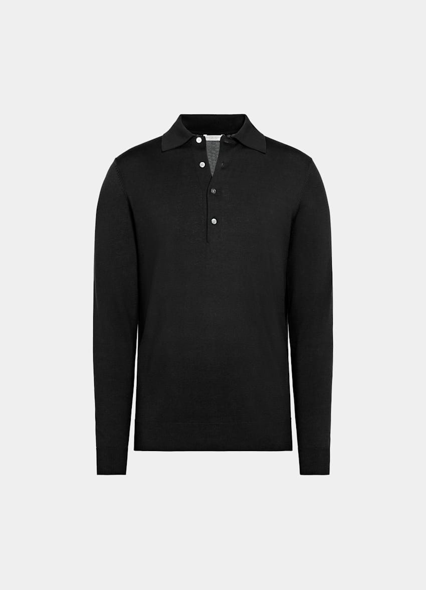 Black Long Sleeve Polo