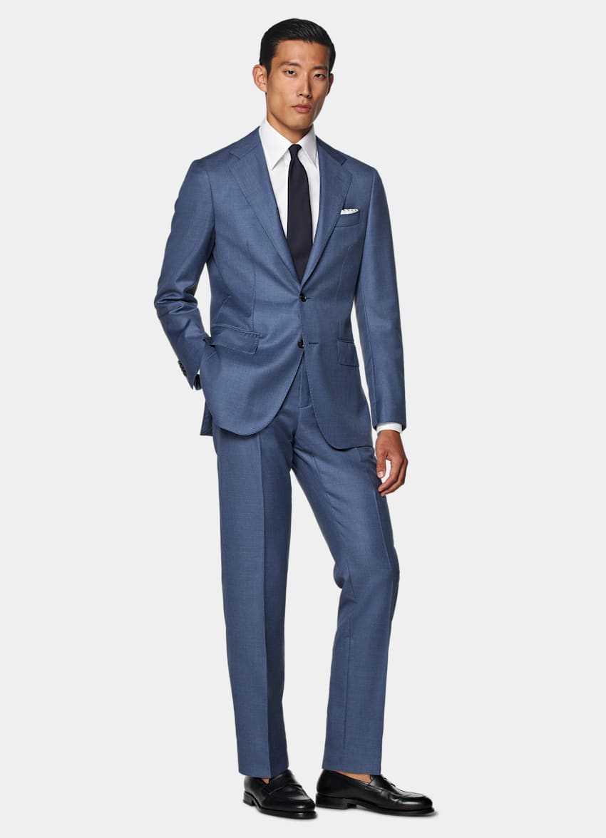 Mid Blue Tailored Fit Havana Suit