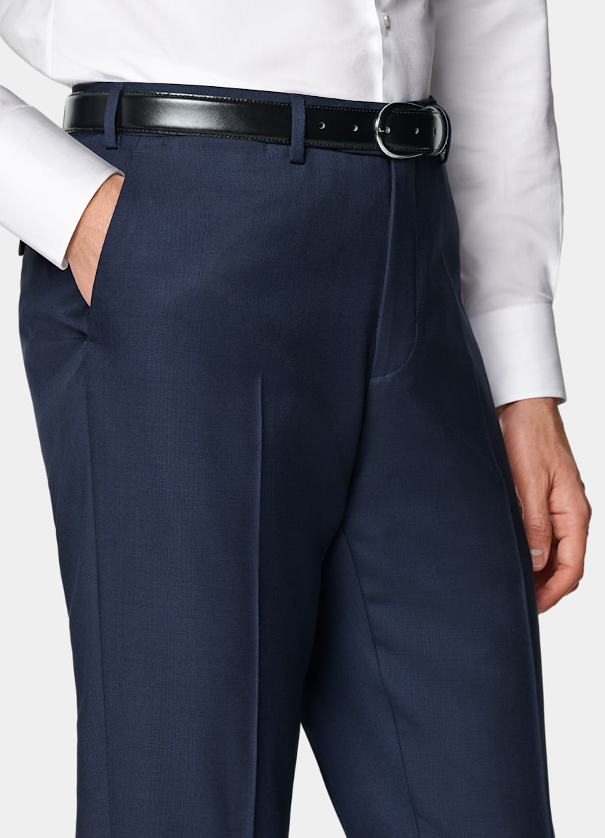 Mid Blue Checked Custom Made Suit