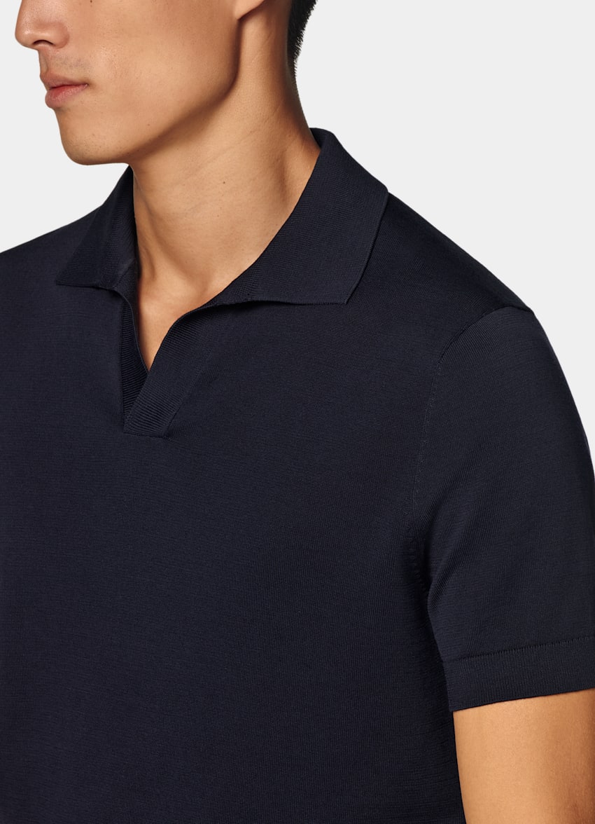Navy Buttonless Polo