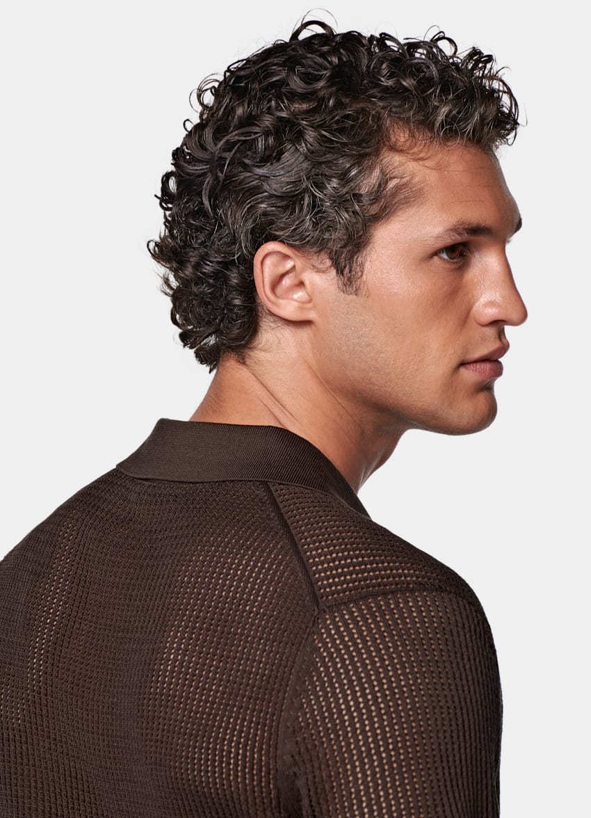 Mid Brown Crochet Polo