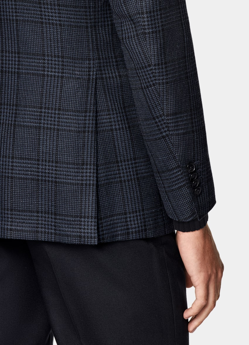Navy Checked Tailored Fit Havana Blazer