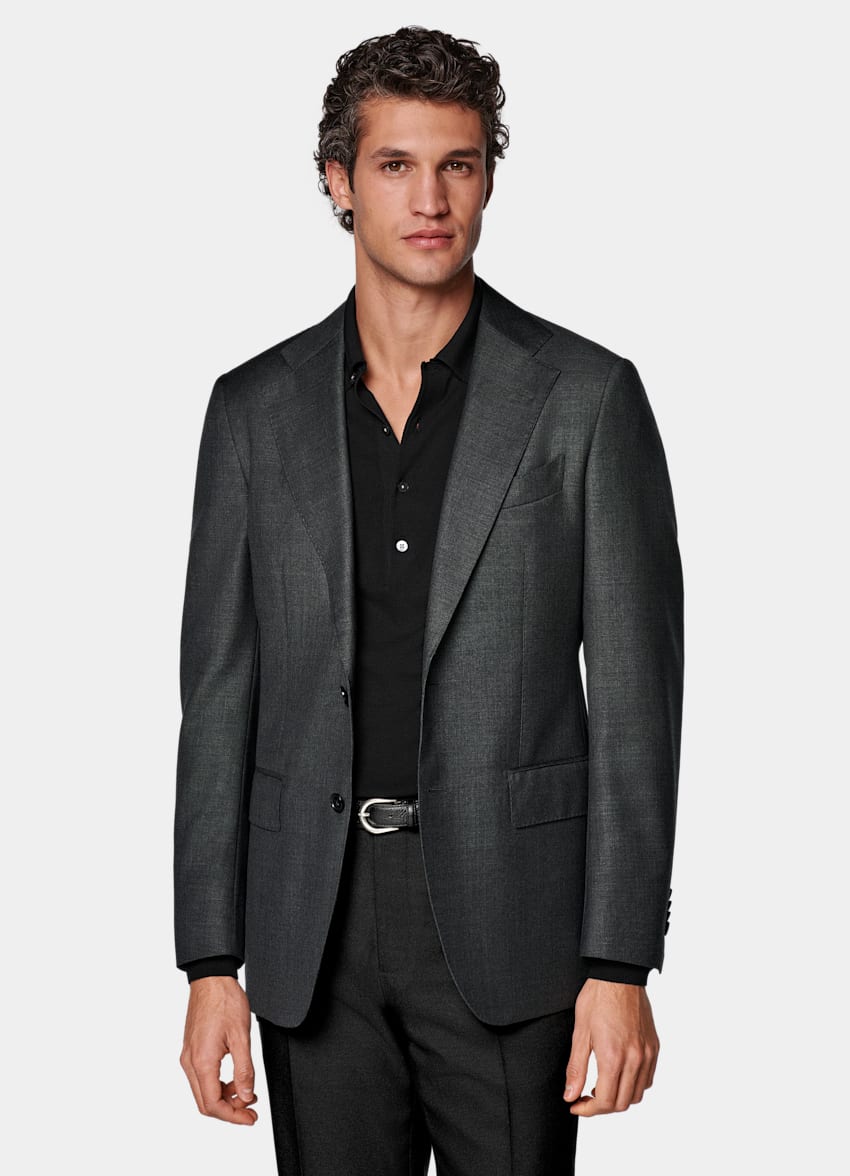 Dark Grey Tailored Fit Havana Suit Jacket