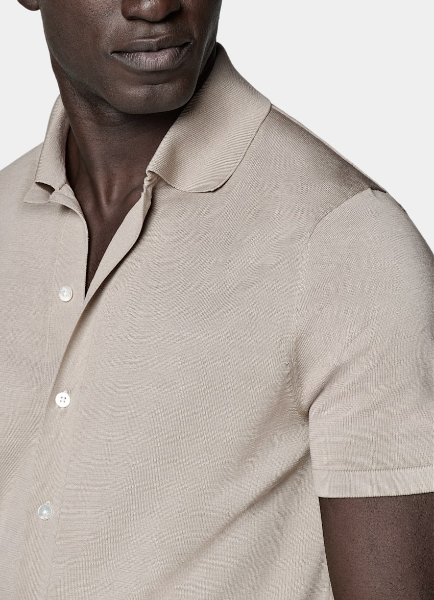 Light Taupe Polo Cardigan