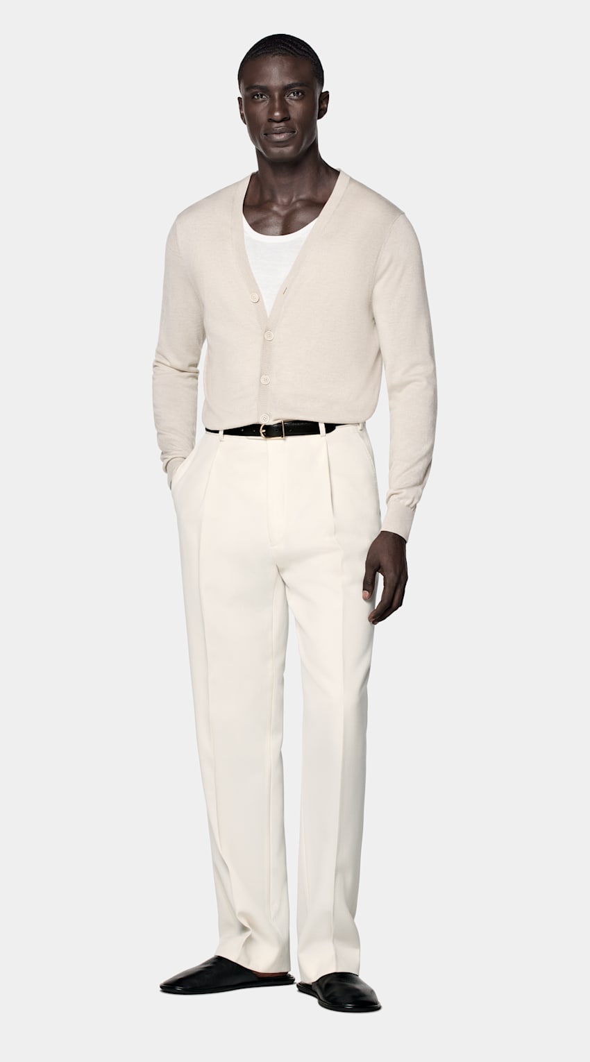 Sand V-Neck Cardigan