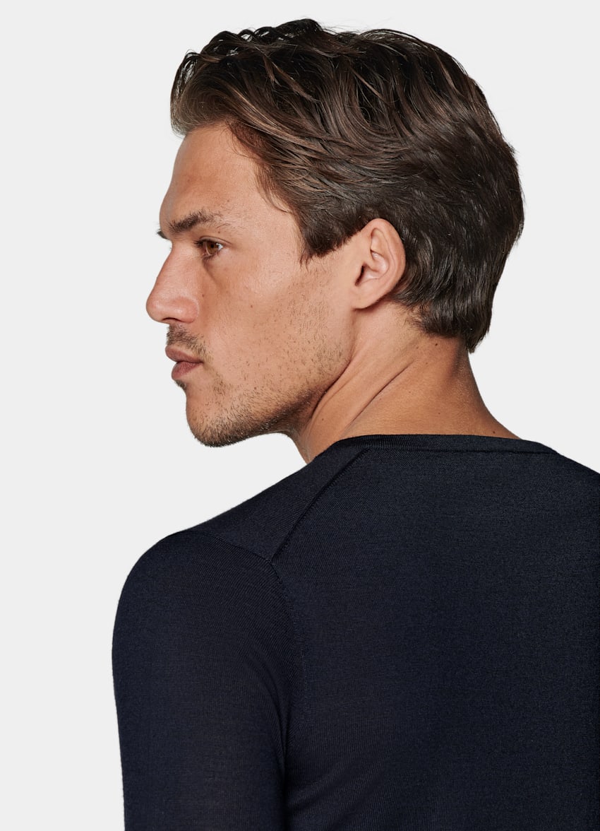 Navy Merino V-Neck