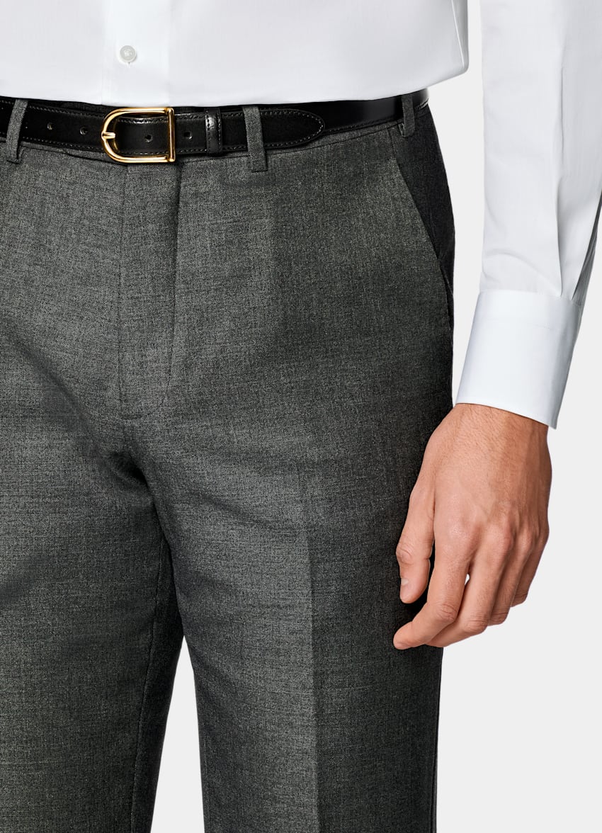 Dark Grey Slim Leg Straight Suit Pants