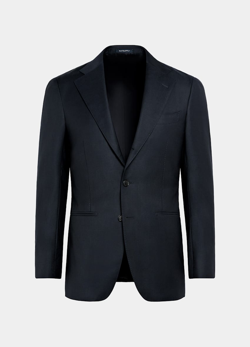 Navy Bird's Eye Tailored Fit Havana Suit Jacket
