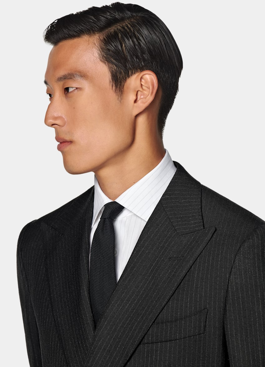 Black Striped Tailored Fit Milano Suit