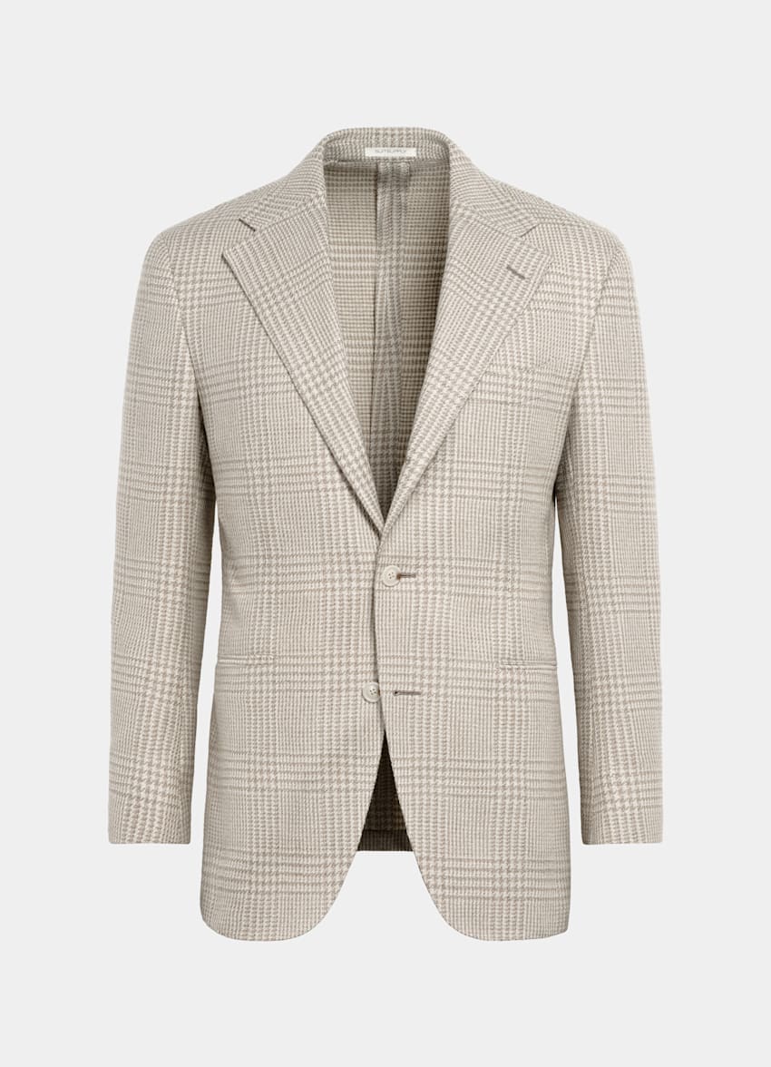 Sand Checked Relaxed Fit Roma Blazer