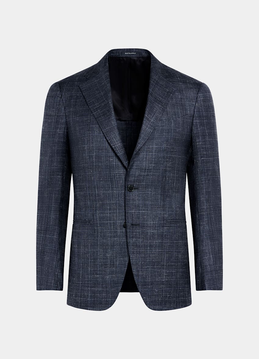 Navy Checked Tailored Fit Havana Blazer