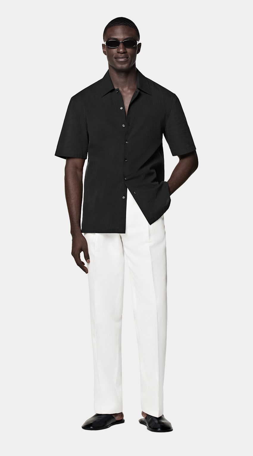 Black Tailored Fit Short Sleeve Shirt