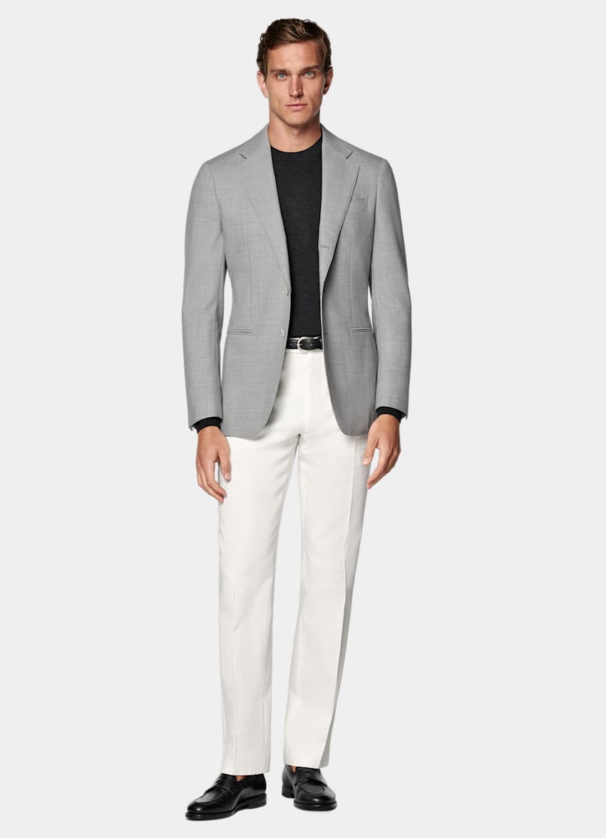 Light Grey Tailored Fit Havana Suit Jacket