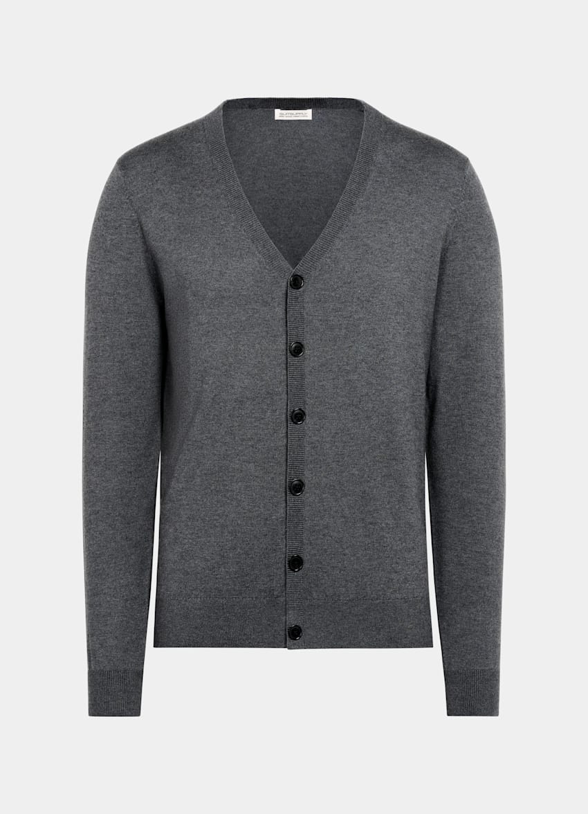 Grey V-Neck Cardigan