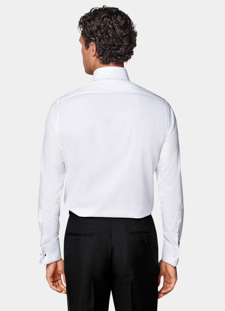 White Piqué Tailored Fit Tuxedo Shirt