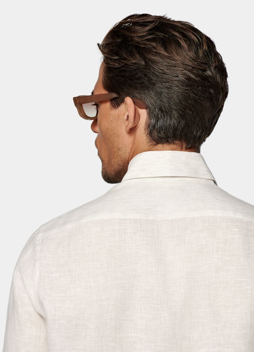 Light Brown Striped Slim Fit Shirt