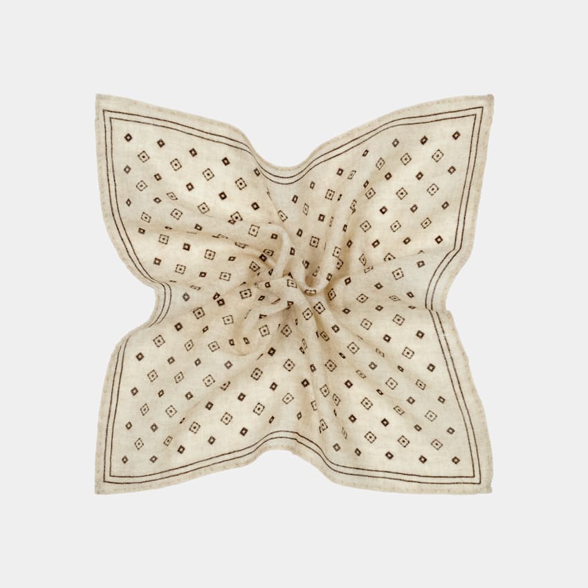 Light Brown Graphic Pocket Square