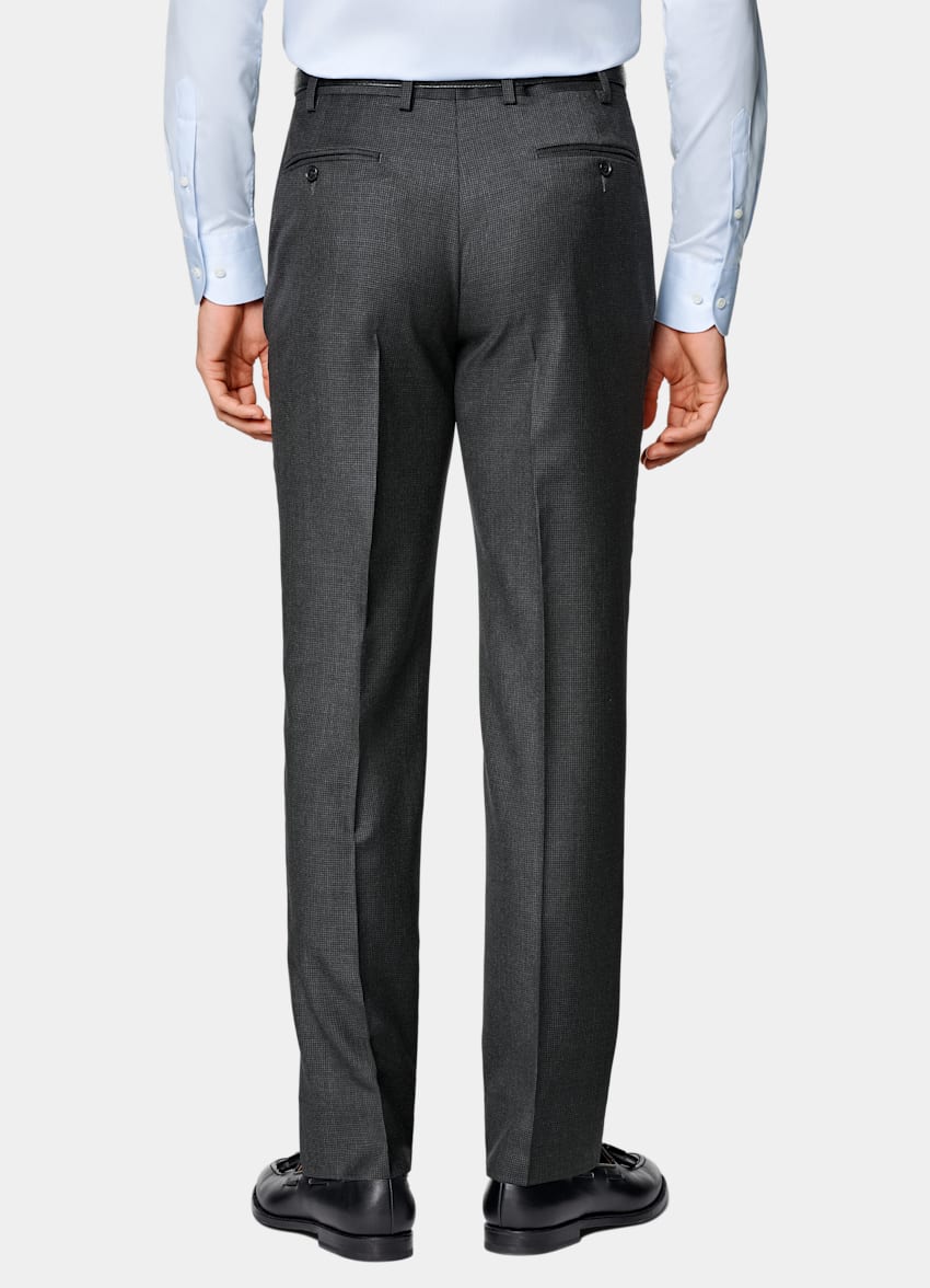 Dark Grey Houndstooth Tailored Fit Havana Suit