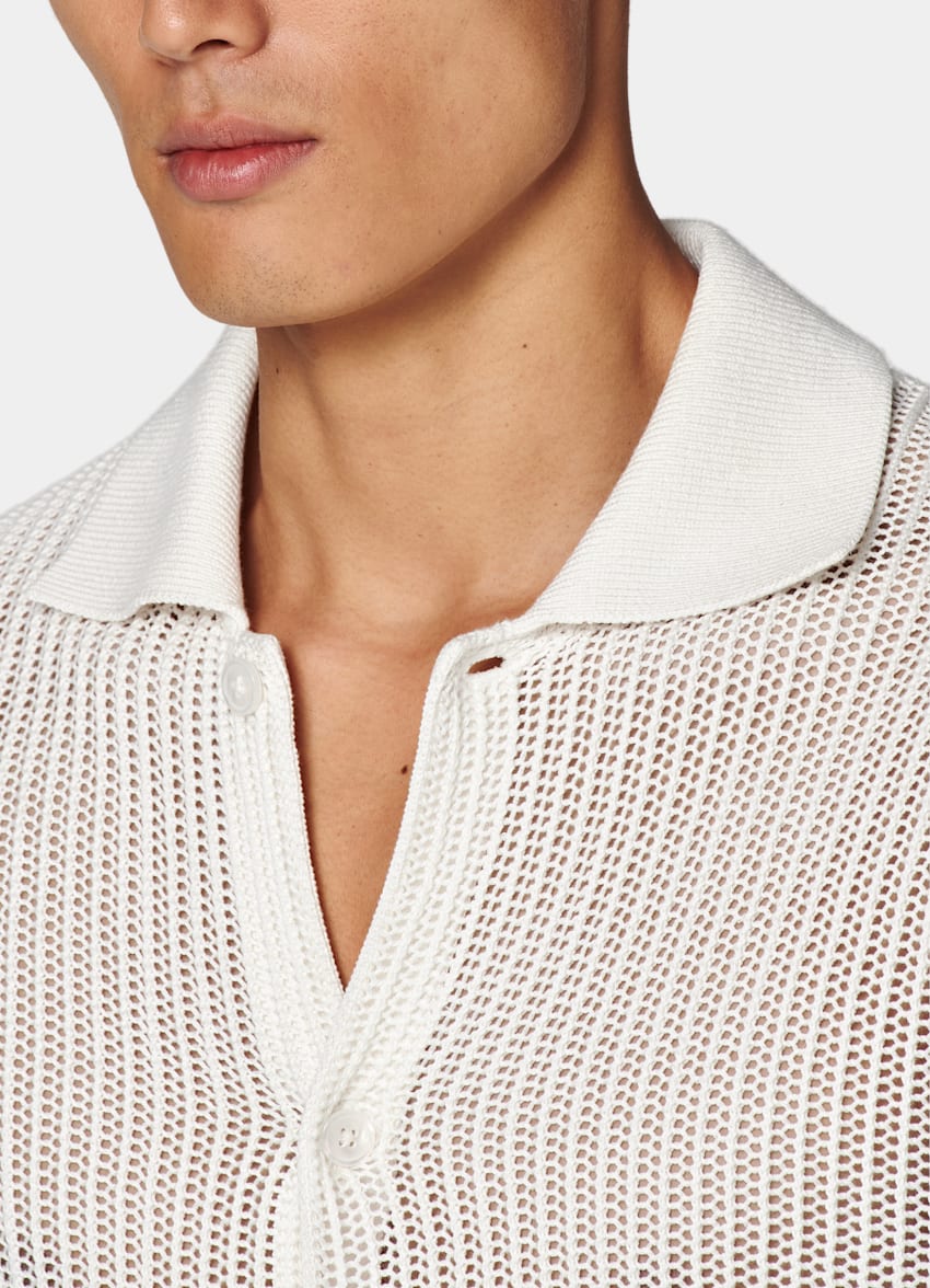 Off-White Crochet Polo Cardigan