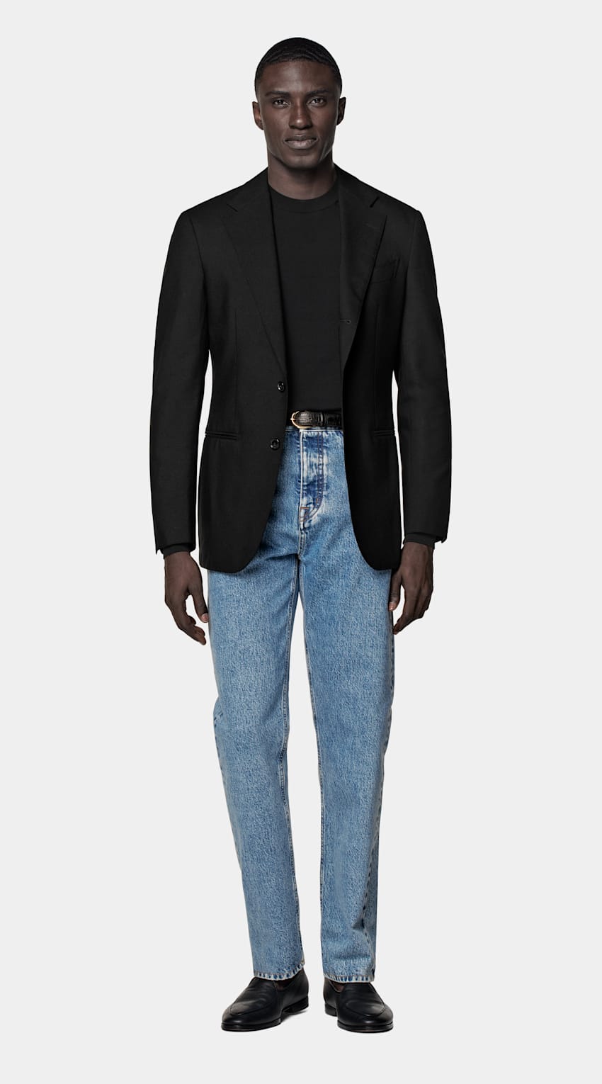 Black Tailored Fit Havana Suit Jacket
