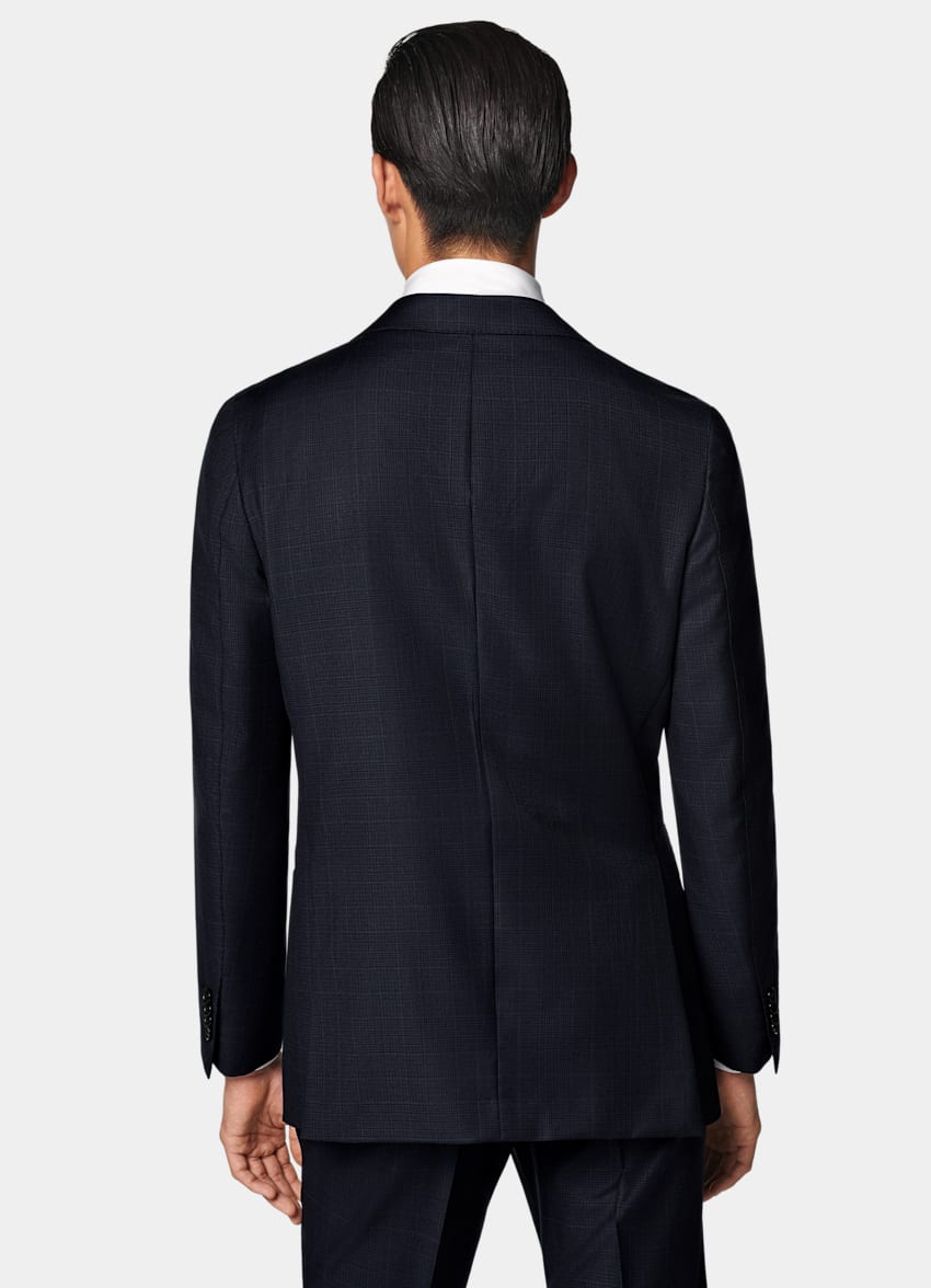 Navy Checked Tailored Fit Havana Suit